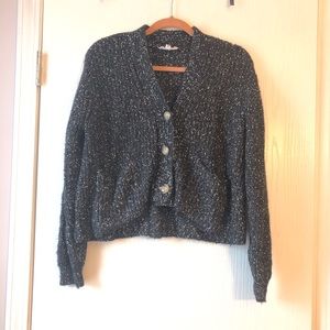 NEW Black Speckled Puff Sleeve Cardigan